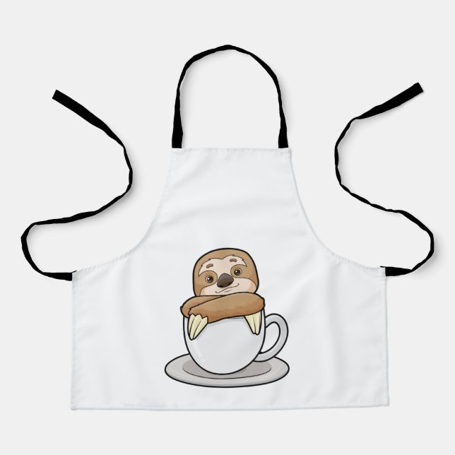 Sloth with Cup of Coffee Apron (Front)