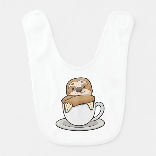 Sloth with Cup of Coffee Baby Bib