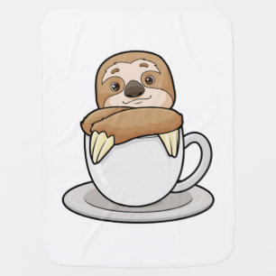 Sloth with Cup of Coffee Baby Blanket