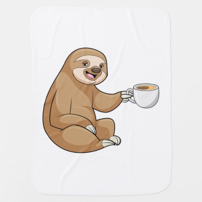 Sloth with Cup of Coffee Baby Blanket (Front)