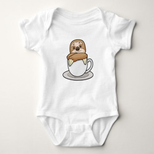 Sloth with Cup of Coffee Baby Bodysuit