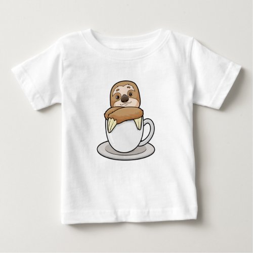 Sloth with Cup of Coffee Baby T_Shirt