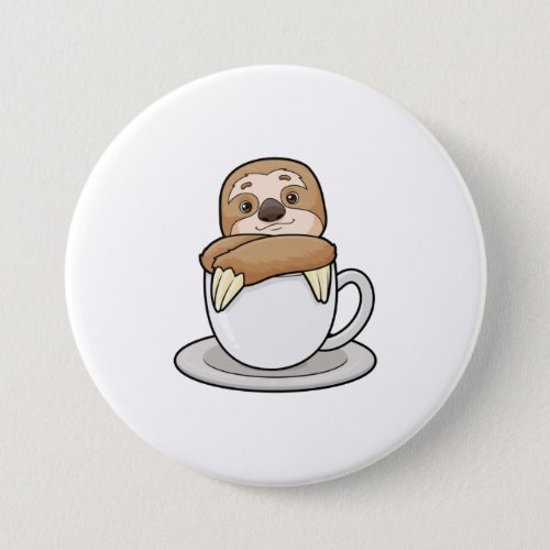 Sloth with Cup of Coffee Button