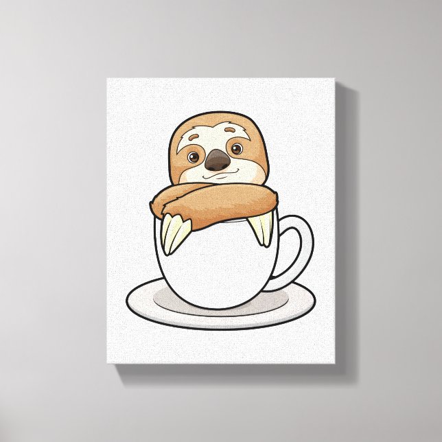 Sloth with Cup of Coffee Canvas Print (Front)