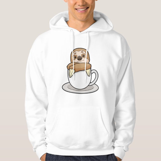 Sloth with Cup of Coffee Hoodie (Front)