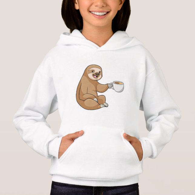 Sloth with Cup of Coffee Hoodie (Front)