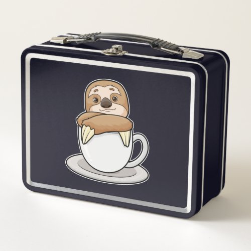 Sloth with Cup of Coffee Metal Lunch Box