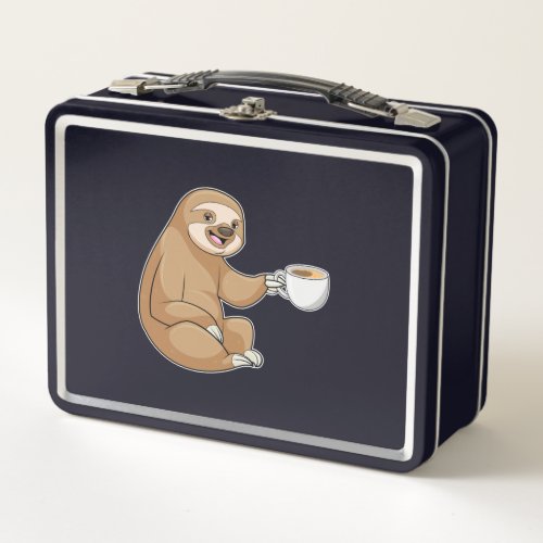 Sloth with Cup of Coffee Metal Lunch Box
