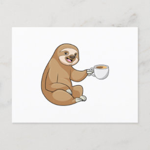 Sloth with Cup of Coffee Postcard