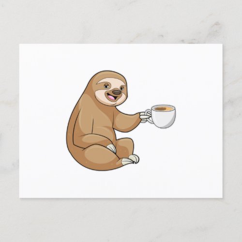 Sloth with Cup of Coffee Postcard