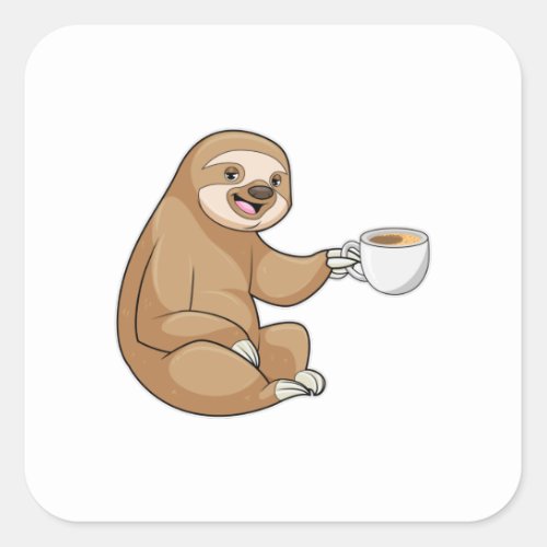 Sloth with Cup of Coffee Square Sticker