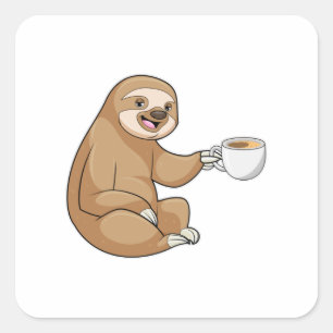 Sloth with Cup of Coffee Square Sticker