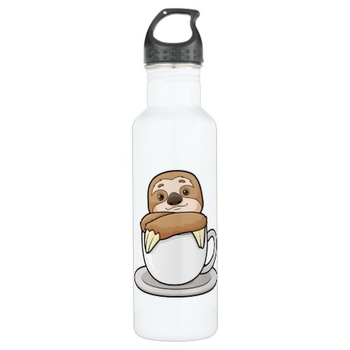 Sloth with Cup of Coffee Stainless Steel Water Bottle