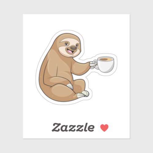 Sloth with Cup of Coffee Sticker