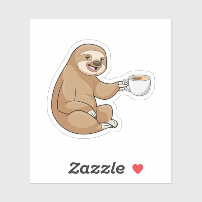 Sloth with Cup of Coffee Sticker (Sheet)