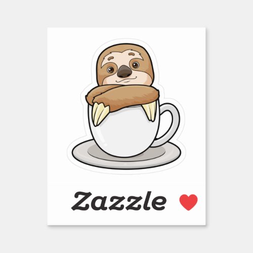 Sloth with Cup of Coffee Sticker