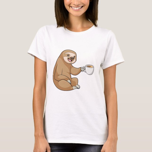 Sloth with Cup of Coffee T-Shirt (Front)