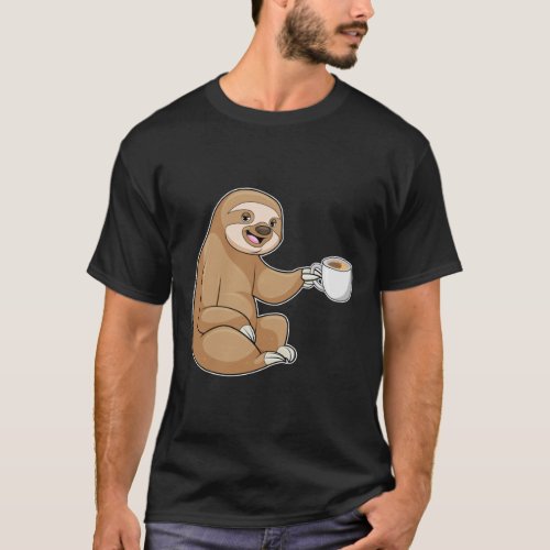 Sloth with Cup of Coffee T_Shirt