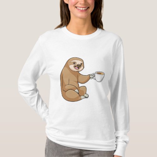 Sloth with Cup of Coffee T_Shirt