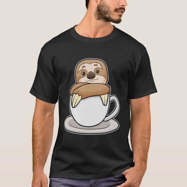 Sloth with Cup of Coffee T-Shirt (Front)