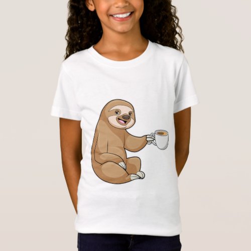 Sloth with Cup of Coffee T_Shirt