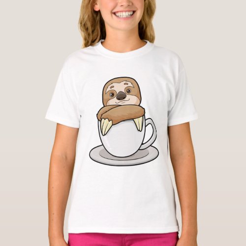 Sloth with Cup of Coffee T_Shirt