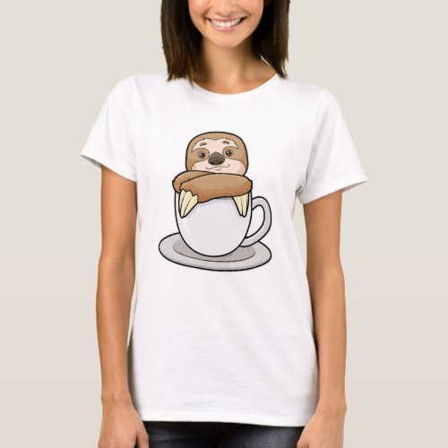 Sloth with Cup of Coffee T_Shirt