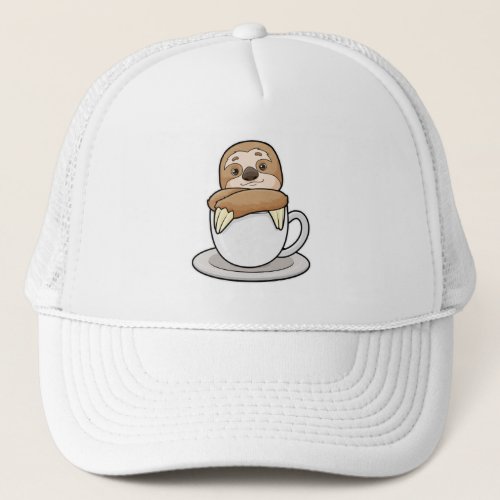 Sloth with Cup of Coffee Trucker Hat