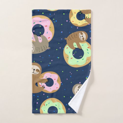 Sloth with donuts  hand towel 