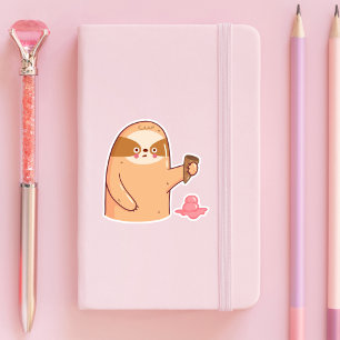 Sloth with Ice Cream Funny Sticker