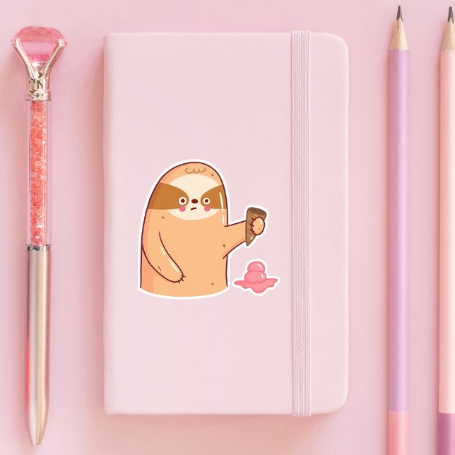 Sloth with Ice Cream Funny Sticker (Creator Uploaded)