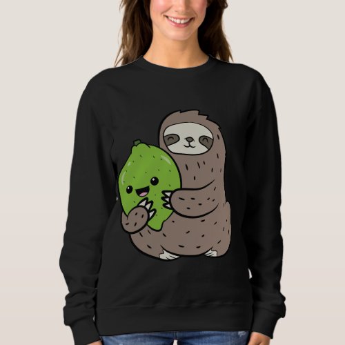 Sloth With Lime Fruit Cute Lime And Sloth Sweatshirt
