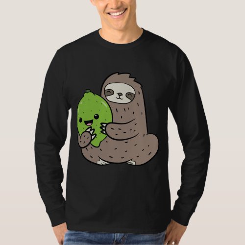 Sloth With Lime Fruit Cute Lime And Sloth T_Shirt