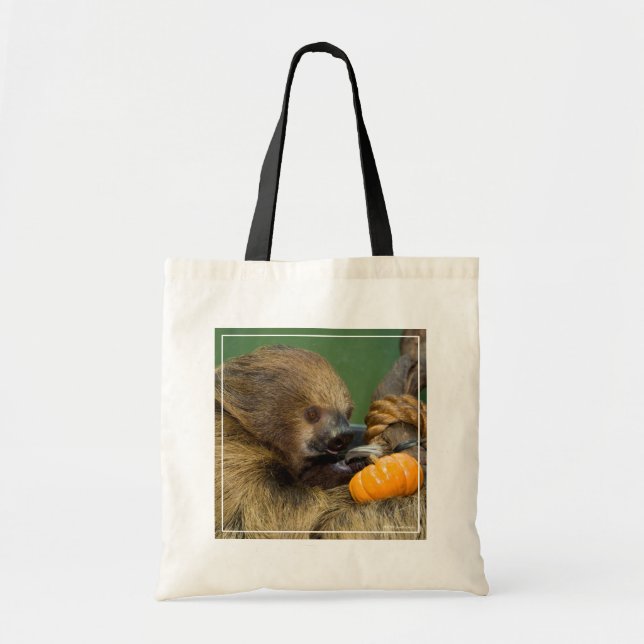 Sloth with Pumpkin Tote Bag (Front)