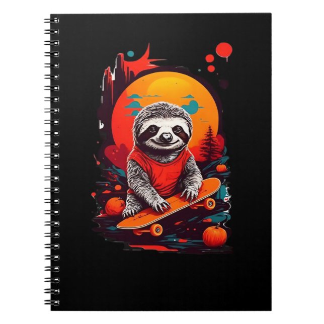 Sloth with skateboard on halloween night Classic T Notebook (Front)
