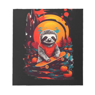 Sloth with skateboard on halloween night Classic T Notepad