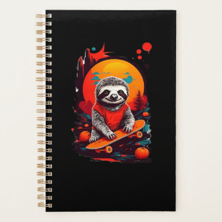 Sloth with skateboard on halloween night Classic T Planner