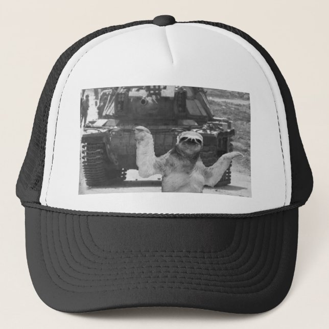 sloth with tank trucker hat (Front)