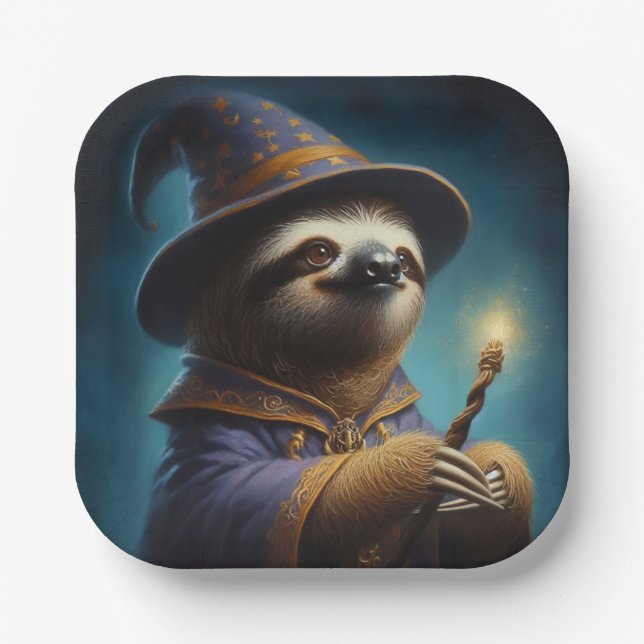 Sloth Wizard Paper Plates (Front)