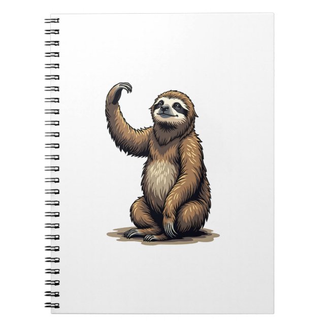 Sloth Woodcut Vintage Wildlife Tee 2 Notebook (Front)