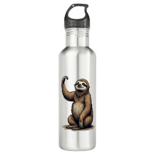 Sloth Woodcut Vintage Wildlife Tee 2 Stainless Steel Water Bottle