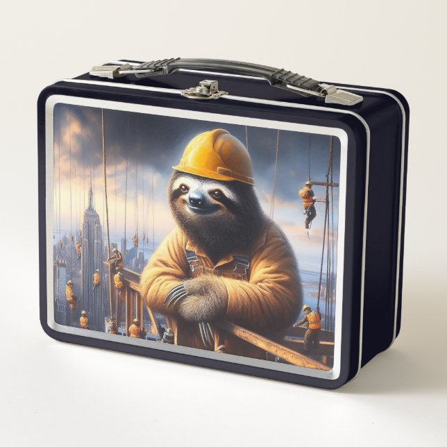 Sloth Working the High Steel Metal Lunch Box (Front)