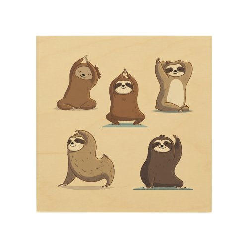 Sloth Yoga Moments Wood Wall Art