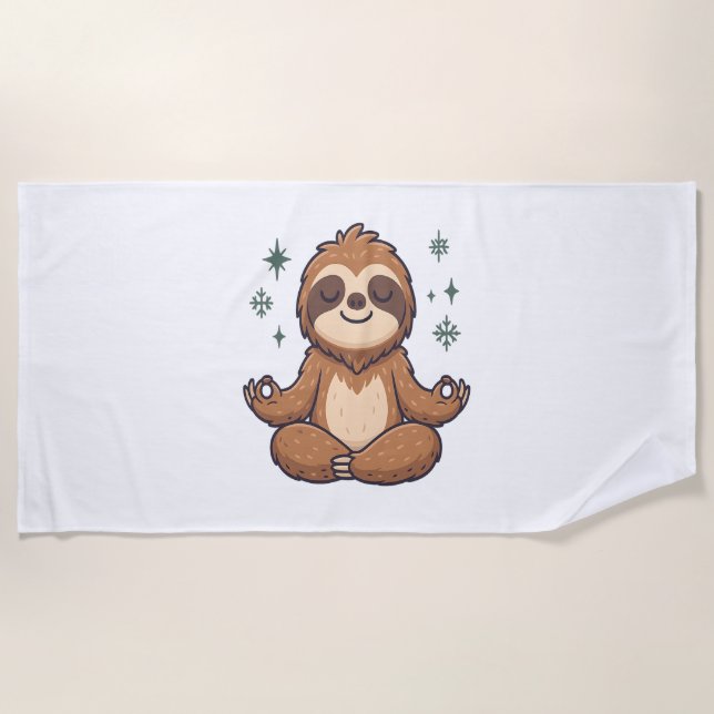 Sloth Yoga Sloth Beach Towel (Front)