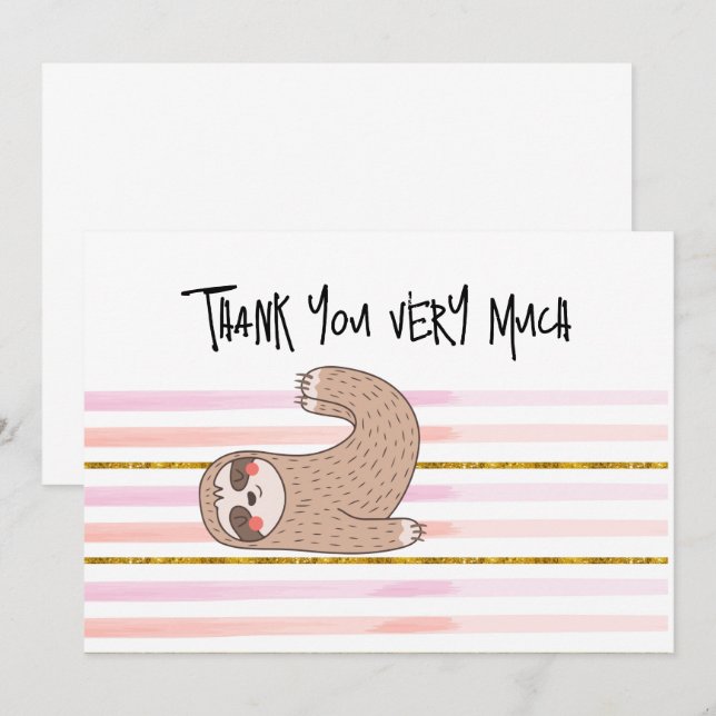 SLOTH  Yoga Thank you card for SLOTH lovers (Front/Back)
