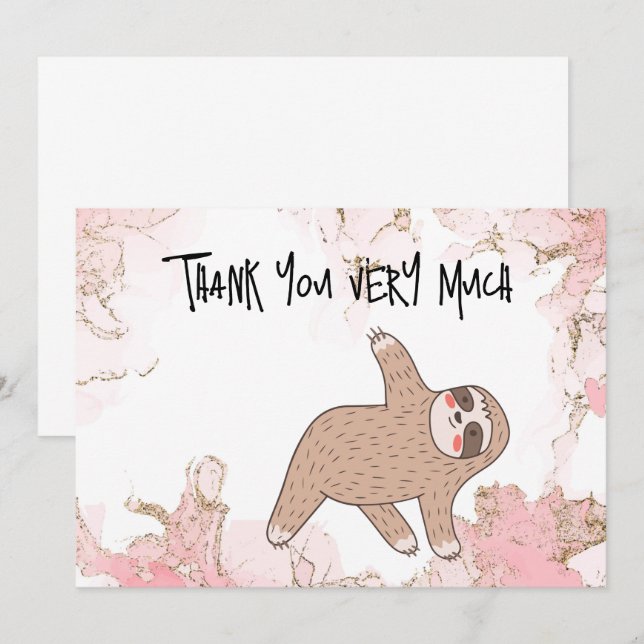 SLOTH  Yoga Thank you card for SLOTH lovers (Front/Back)