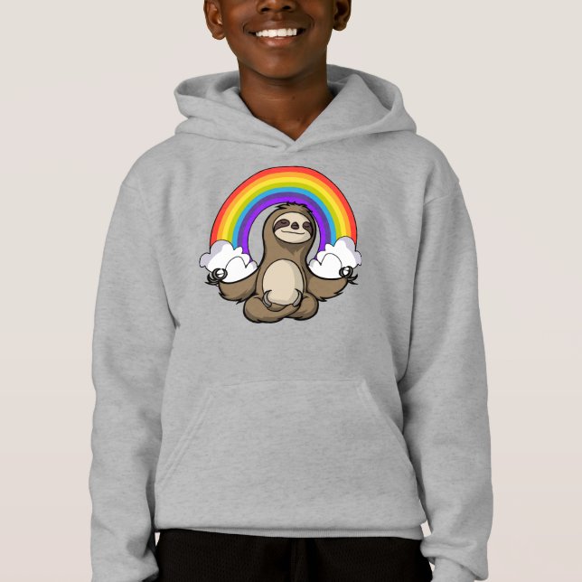 Sloth Zen Yoga Meditation Rainbow Animal Hoodie (Front)