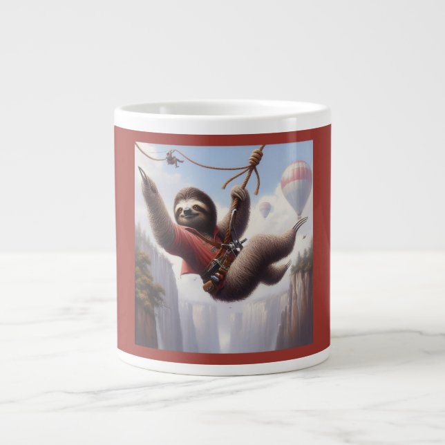 Sloth Ziplining Giant Coffee Mug (Front)