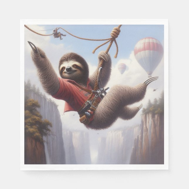Sloth Ziplining Napkins (Front)