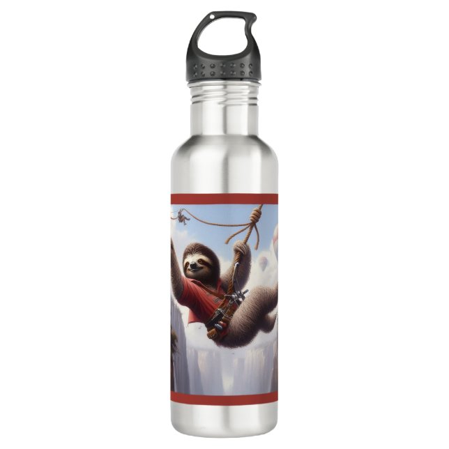 Sloth Ziplining Stainless Steel Water Bottle (Front)